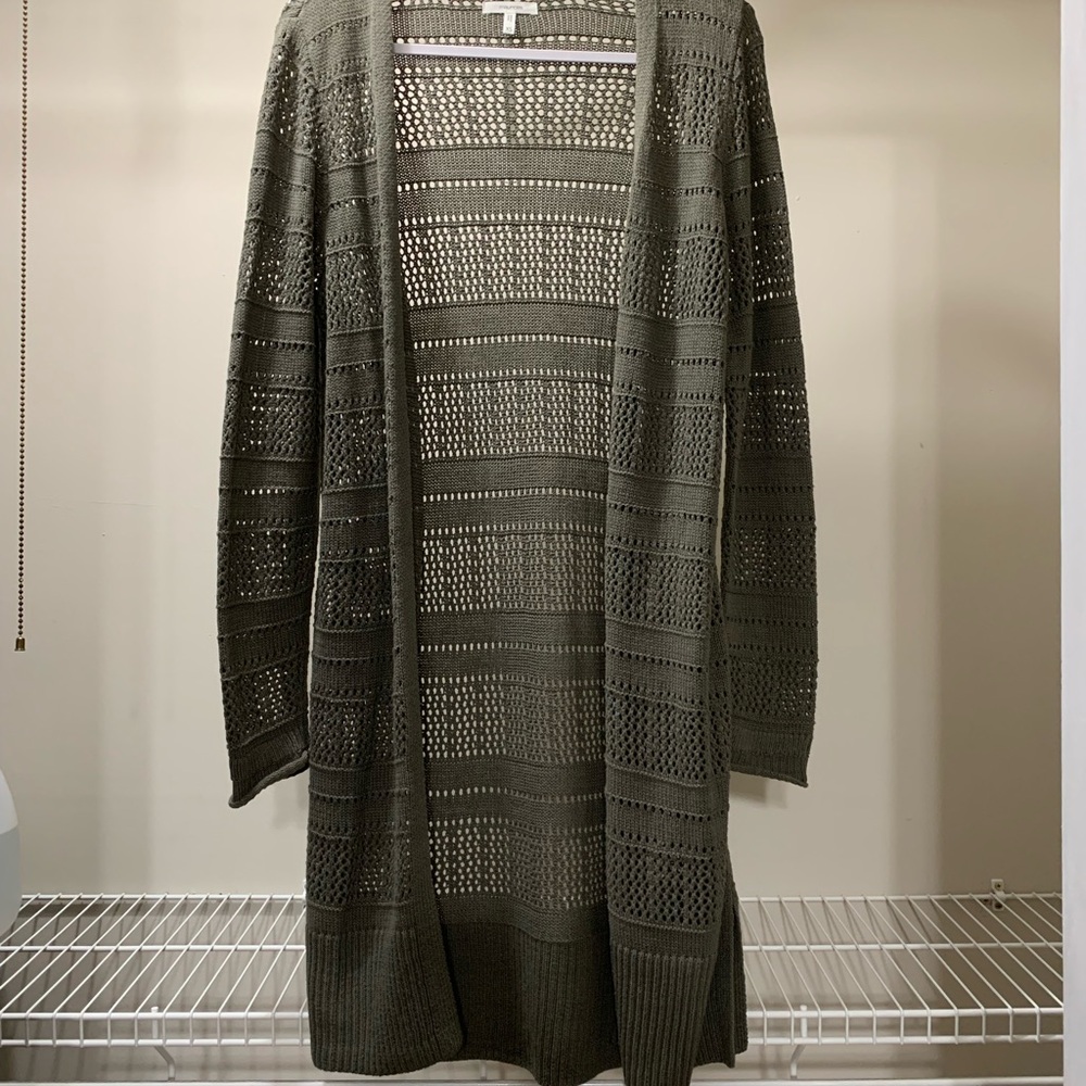 Maurices Brown Open-Knit Cardigan Sweater